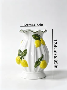1PC 3D Embossed Lemon Ceramic Tableware Storage Holder, Vintage Ruffle Edge Chopstick Holder, Kitchen Knife Fork Spoon Storage Can, Kitchen Tableware Storage Organizer - Multicolor - View 5