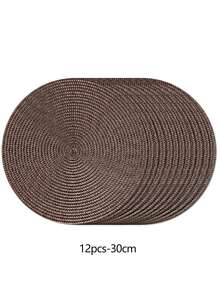 12/15 Inch Round PP Woven Placemats, 4.72 Inch Coasters, Multiple Colors Available, Plastic Material, Washable, Coasters, Vase Mats, Tabletop Decor, Suitable For Wedding, Holiday Party, Restaurant, Kitchen, Christmas And New Year Party Decoration - Brown - View 18