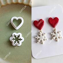 Christmas Themed Polymer Clay Molds Flower Bouquet HO HO HO Letters Leaf Snowflake Shape Pattern Polymer Clay Cutters For Hoop Earrings Making - White - View 3