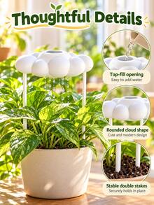 1pc 29.2oz Cloud-Shaped Automatic Slow-Release Water Control Plant Watering System,Large Capacity Indoor/Outdoor Gardening Home Planting Tool, No Electricity Required, Suitable For Succulents And Flowers, Combines Automatic Drip Irrigation And Decorative Function, Making Home Gardening Watering More Convenient. - A - View 9