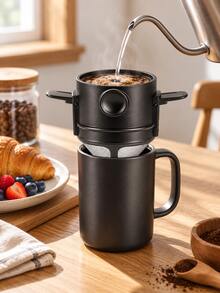 1pc Reusable Stainless Steel Pour Over Coffee Filter, Paperless Drip Coffee Brewer, Portable Foldable With Handle, Suitable For Outdoor Camping And Home Office Daily Use - Multicolor - View 7
