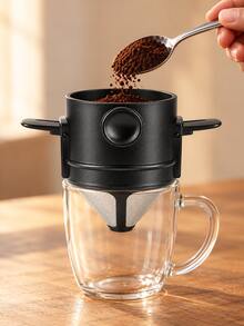 1pc Reusable Stainless Steel Pour Over Coffee Filter, Paperless Drip Coffee Brewer, Portable Foldable With Handle, Suitable For Outdoor Camping And Home Office Daily Use - Multicolor - View 6