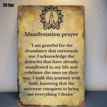 2D Flat 1pc, Iron Sign, "Manifestation Prayer Iron Wall Art" Suitable For Garage And Garden, Outdoor Decor, No Watermark On Actual Product, Pre-Drilled Holes As Shown In Size Chart - Multicolor - View 1