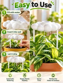 1pc 29.2oz Cloud-Shaped Automatic Slow-Release Water Control Plant Watering System,Large Capacity Indoor/Outdoor Gardening Home Planting Tool, No Electricity Required, Suitable For Succulents And Flowers, Combines Automatic Drip Irrigation And Decorative Function, Making Home Gardening Watering More Convenient. - A - View 5