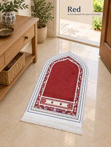1pc Persian-Style Printed Area Rug With Tassels, Vintage Soft-Surface Non-Slip Floor Mat, Portable Small Carpet For Living Room, Bedroom, Entryway And Home Decor - Multicolor - View 3
