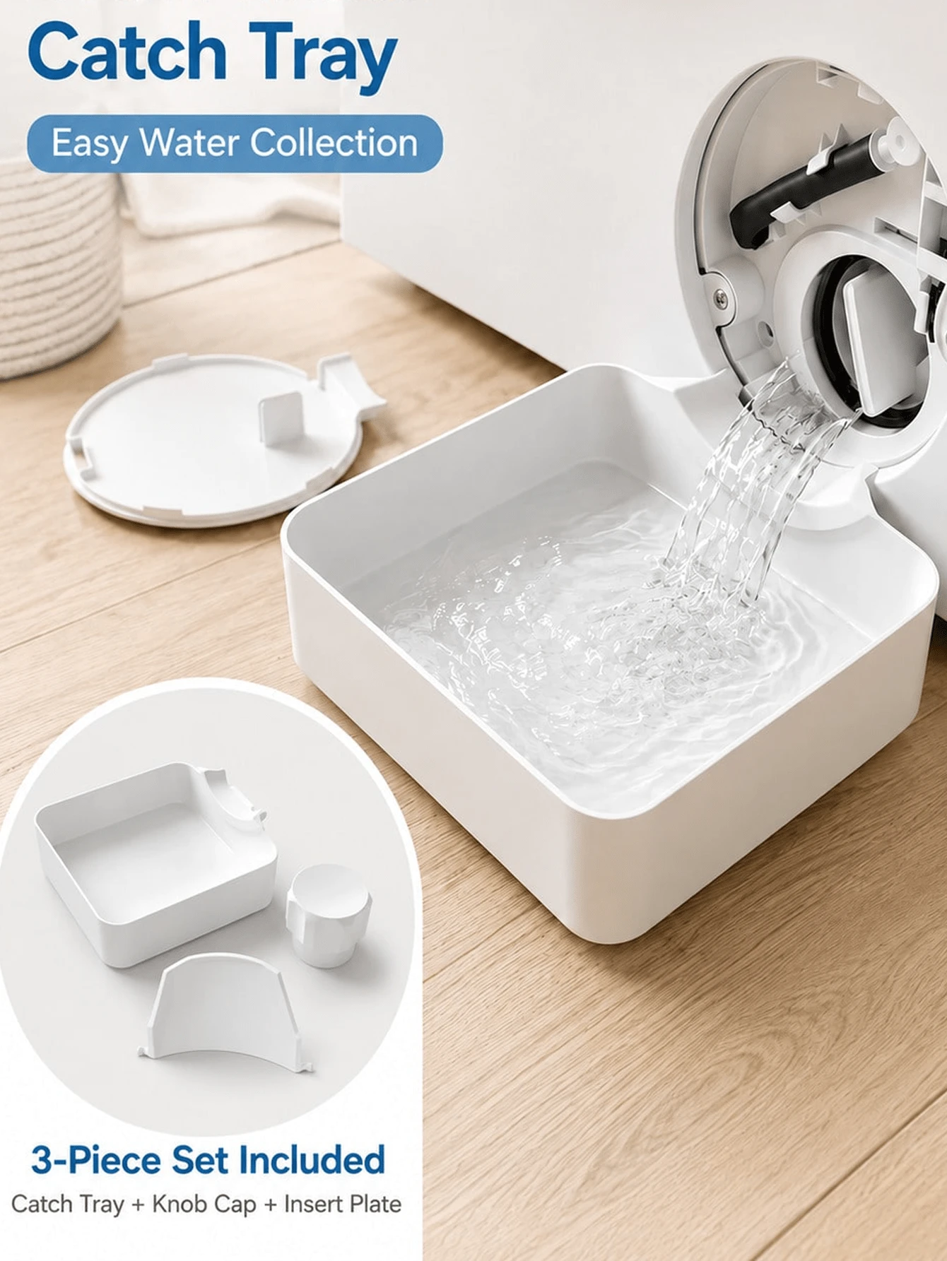 3 PiecesLaundry Tray Set, Washing Machine Drain Tray, Laundry Room Essential Floor Protection Tray, Prevents Water Overflow, Durable Home Storage Solution, Laundry Area Cleaning Supplies Accessory