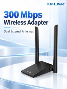 tp-link TL-WN826N USB WiFi Adapter, 300Mbps 2.4GHz Wireless Network Receiver With Dual High-Gain Antennas, 2x2 MIMO, Automatic Driver Installation For Compatible Windows Desktop And Laptop PCs - Black - View 1