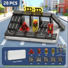 Mini Magnetic Puzzle Road Case Travel Toy Set, Suitable For 3-5+ Years Old Boys And Girls Montessori Sensory Learning Magnetic Building Blocks Toy, Easter Birthday Gift (Random Car Color Style) - Color - View 9