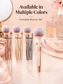 4pcs/Set Magnetic Travel Makeup Brush Set, Compact Travel Makeup Brushes For Powder, Blush, Eyeshadow & Detail Makeup, Lightweight Beauty Tool Set For Daily Use & Travel,Handbag Essentials & Gifts For Women - A - View 3