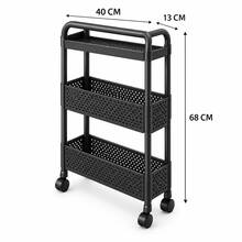 1pc Narrow Gap Storage Cabinet, 3-Tier Slim Rolling Cart With Wheels, Space Saving Slide Out Shelf Organizer For Bathroom Kitchen Living Room Laundry Room, Multifunctional Home Floor Storage Rack For Christmas Holiday Party Decorations - Multicolor - View 3