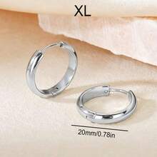 18K Gold Plated Stainless Steel Earrings | 20mm, Unisex Jewelry Suitable For Daily, Holiday, Vacation, Party, For Her - Silver - View 14