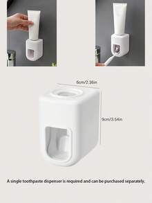 1 Set Wall-Mounted Toothbrush Holder With 4/3/2 Dust-Proof Toothbrush Cups And Toothpaste Dispenser, Multi-Function Bathroom Storage Rack With Automatic Toothpaste Dispenser And Toothbrush Cups, No-Drill Bathroom Shelf, Luxury Bathroom Set, Wall-Mounted Toothbrush Storage Rack, Home Bathroom Accessories - White - View 15