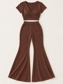 Women Two-Piece Outfits - Coffee Brown - View 6