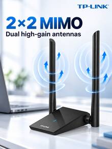 tp-link TL-WN826N USB WiFi Adapter, 300Mbps 2.4GHz Wireless Network Receiver With Dual High-Gain Antennas, 2x2 MIMO, Automatic Driver Installation For Compatible Windows Desktop And Laptop PCs - Black - View 2