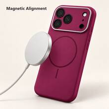 This Large-Capacity Liquid Magnetic Phone Case Is Made Of Hard Surface Material, Featuring Scratch-Resistant, Durable And Long-Lasting Properties. This Product Is An Ideal Gift Choice, Suitable For IPhone 15, 16, 17 And 18 Series Models (Including Pro And Pro Max Versions). - Cherry Red - View 2