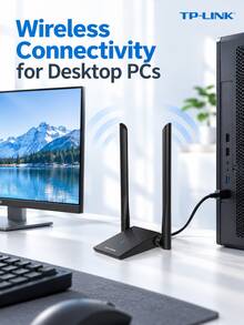 tp-link TL-WN826N USB WiFi Adapter, 300Mbps 2.4GHz Wireless Network Receiver With Dual High-Gain Antennas, 2x2 MIMO, Automatic Driver Installation For Compatible Windows Desktop And Laptop PCs - Black - View 5
