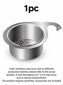 1pc Stainless Steel Colander Basket]Stainless Steel Swan Colander Basket 2pcs Set, Heavy Duty Drill-Free Installation, Under Sink Storage Rack, Space-Saving Countertop Drainer, Easy Clean Filter, Modern Home Accessory - Multicolor - View 13