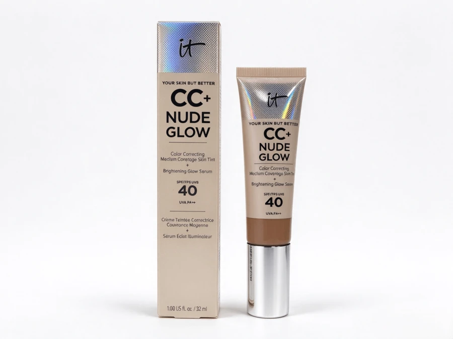 IT Cosmetics CC+ Radiant Glow Light-Weight Foundation + SPF40 Radiant Serum, #Tan (Neutral Warm Undertone), 32ml/1.08 Oz | Suitable For Dry, Combination, Normal Skin Types | Medium Coverage | Visible Brightening | Smooths Texture - Tan - 32ml - View 1
