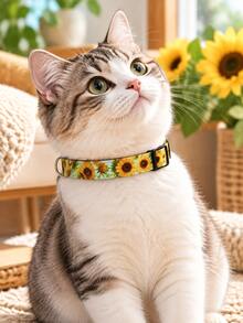1pc Van Gogh Series Buckle Pet Collar, Adjustable Soft Lightweight Dog Collar, Fashionable Printed Cat & Dog Neck Collar, Multiple Colors Available - Multicolor - View 3