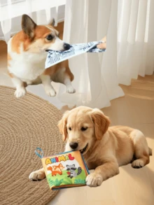 1pc/2pcs Funny Crinkle Paper Dog Cloth Book Toy, Built-In Crinkle Paper With Sound, Colorful And Interesting Patterns, Attract Dog's Attention, Relieve Boredom And Loneliness, Lightweight And Easy To Chew, Suitable For Small Dog Interaction And Play, Durable And Bite-Resistant, Companion For Your Pet's Daily Life - Multicolor - View 3