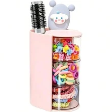 Rotating Multi-Layer Transparent Hair Accessory Storage Box | Dust-Proof Plastic Material, Rotating Design, Transparent Visible | Desktop Storage, Makeup Brush Organizer, Art/Handicraft/, Hair Clips/Hair Bands/Hair Ties, Christmas/Valentine's Day/Birthday Gift | Hair Accessory Storage Box - View 8