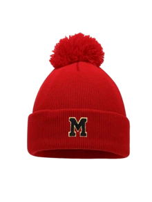 1pc Unisex Printed Letter Pom Pom Cuffed Knit Beanie, Soft Elastic Knit Hat, Suitable For Outdoor Daily Wear, Travel, Holiday Gift - Red - View 33