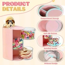 Rotating Multi-Layer Transparent Hair Accessory Storage Box | Dust-Proof Plastic Material, Rotating Design, Transparent Visible | Desktop Storage, Makeup Brush Organizer, Art/Handicraft/, Hair Clips/Hair Bands/Hair Ties, Christmas/Valentine's Day/Birthday Gift | Hair Accessory Storage Box - View 7