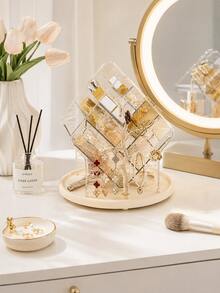 2/1pc Makeup Organizer Box + Flip Lid Small Box Set, Makeup Storage Organizer, Rotating Makeup Storage Rack With Perfume Holder, Multi-Layer Acrylic Makeup Storage Rack, Lipstick Holder, Brush Holder, Bedroom Decor Vanity Storage Rack, Room Decor - Multicolor - View 11