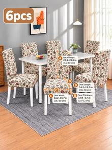 1/4/6pcs Printed Pattern Chair Covers, Modern Minimalist Digital Print Elastic Dining Chair Covers, All-Season Suitable For Living Room, Home, Restaurant, Banquet, Party, Holiday Decoration Chair Covers, Autumn/Winter Christmas Decoration Chair Covers - Multicolor - View 10