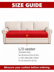 1pc Minimalist Modern Solid Color Milk Silk Elastic Sofa Seat Cushion Cover, Suitable For All Seasons - Bright Red - View 17