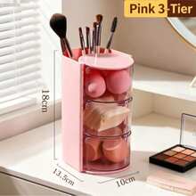 Rotating Multi-Layer Transparent Hair Accessory Storage Box | Dust-Proof Plastic Material, Rotating Design, Transparent Visible | Desktop Storage, Makeup Brush Organizer, Art/Handicraft/, Hair Clips/Hair Bands/Hair Ties, Christmas/Valentine's Day/Birthday Gift | Hair Accessory Storage Box - View 12