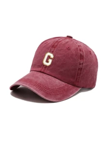 1pc Unisex Printed Washed Distressed Baseball Cap, Soft Adjustable Trucker Hat, Suitable For Women And Men, Gift, Summer, Beach, Vacation, Travel, Sports Street Style - Burgundy - View 30