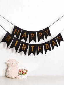 1pc Happy Birthday Gold Foil Flag Decoration Banner, Party Supplies - Multicolor - View 9