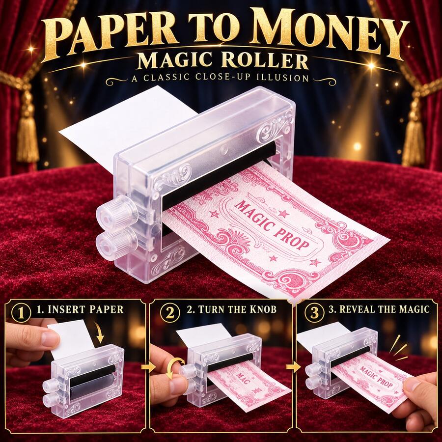 1pc Paper-To-Banknote Transformation Magic Trick Prop-Transparent Hand-Crank Illusion Device-Portable Close-Up Magic Accessory For Parties-Stage Shows-Street Performances And Magicians-Christmas Gifts- Christmas Games - Multicolor - View 1