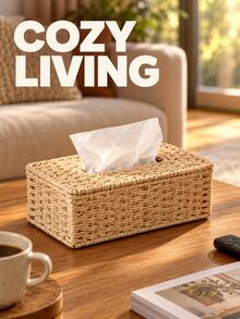 1PC Decorative Tissue Box Space-Saving Tissue Storage Orgnizer With Lid Bohemian Style Woven Paper Box Suitable For Bathroom Bedroom Bookshelf Living Room Kitchen And Hotel Home Decor Apartment Desktop Accessories Home Storage Orgnization Essentials - Multicolor - View 3
