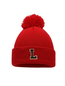 1pc Unisex Printed Letter Pom Pom Cuffed Knit Beanie, Soft Elastic Knit Hat, Suitable For Outdoor Daily Wear, Travel, Holiday Gift - Red - View 29