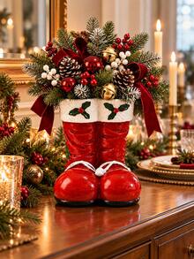 Christmas Boot Decoration, Cute Red Boot Vase With Gold Buckle, Holiday Tabletop Ornament, Suitable For Home, Fireplace Mantel, Bookshelf Decor, Festive Winter Atmosphere Decoration - Christmas Boot Ornament - View 9