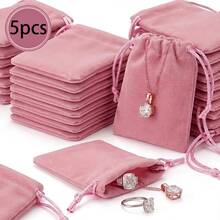1/5/10pcs Jewelry Storage Bag Set, Drawstring Small Pouches, Suitable For Rings, Necklaces, Bracelets, Wedding Party Favor Bags, Holiday Gift Packaging Supplies - Multicolor - View 9