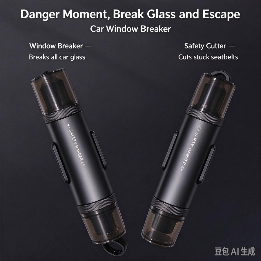 1pc Multifunctional Car Safety Hammer, 2-In-1 Window Breaker And Seatbelt Cutter, Emergency Car Escape Rescue Tool With Storage Base - A - View 1