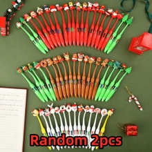 2pcs/Set Christmas Multi-Color Pen Set, Santa Claus, Snowman, Bear, Tree Cute Cartoon Gel Pens, Shakeable Solid Color & 4-Color Ballpoint Click Pens, Cute Stationery Gift For Students - Multicolor - View 11