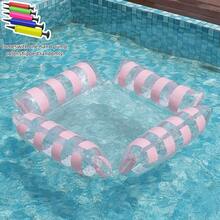 chongqishuishangfuchuang 1pc 4-Tube Inflatable Floating Mat, Transparent Sequin Striped Design, 4-Tube Air Bed With Air Tubes, Ins Minimalist Style, Foldable Water Pool Float, Suitable For Summer Water Play, Pool Party And Gathering - 4-tube Transparent Stripe - View 14