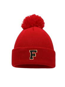 1pc Unisex Printed Letter Pom Pom Cuffed Knit Beanie, Soft Elastic Knit Hat, Suitable For Outdoor Daily Wear, Travel, Holiday Gift - Red - View 10
