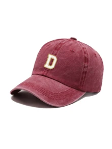 1pc Unisex Printed Washed Distressed Baseball Cap, Soft Adjustable Trucker Hat, Suitable For Women And Men, Gift, Summer, Beach, Vacation, Travel, Sports Street Style - Burgundy - View 22