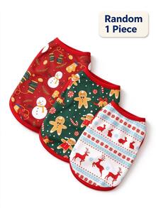 1pc Pet Christmas Cat & Dog Universal Red Gingerbread Man Snowflake Candy Cane Christmas Pattern Plush Doll, Warm & Comfortable, Suitable For Dogs, Random 1pc/Pack - Multicolor - View 7