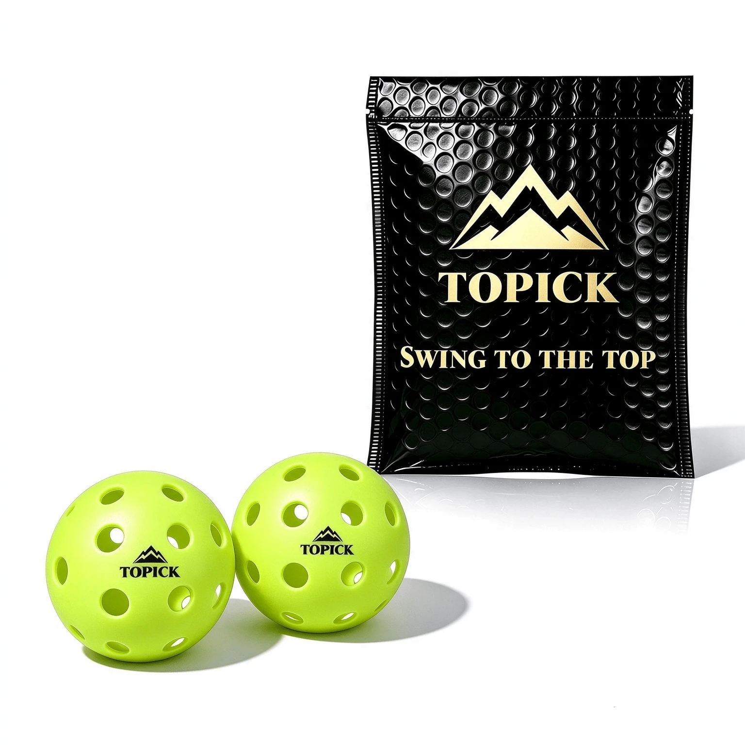 TOPICK 2-Pack Green Indoor/Outdoor Pickleballs 26-Hole High Visibility Durable Suitable For Training And Competition For All Skill Levels Injection Molded Pickleballs