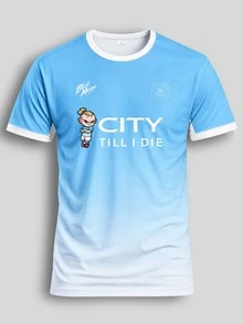 Manchester City Custom Men's Soccer Jersey & Customizable Name & Number & Round Neck Lightweight Football Shirt & Suitable For Football Matches, Training, Daily Wear, Gifts & Haaland & Man - Baby Blue - View 8