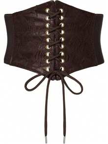 1pc Women's Coffee Color Court Style Sexy Lace Waist Cincher, Suitable For Halloween Party Night Or Daily Commute Wear - Brown - View 8