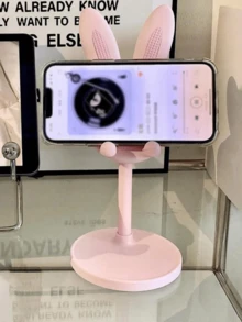 1個可愛兔子造型手機支架，卡通兔子設計可調節折疊手機架，適用於手機和平板電腦，適用於辦公桌、床頭、客廳、書房、臥室，開學禮物 - 彩色 - 查看 12