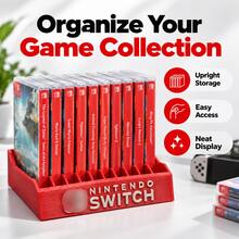 Red Game Card Storage Organizer Rack, 8/12/15 Slot Desktop Game Cartridge Holder, Space-Saving Game Accessory Rack, Multi-Slot Storage Rack, Suitable For Game Card Collection And Desktop Organization - View 1
