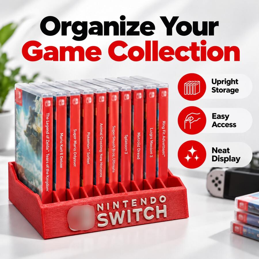 Red Game Card Storage Organizer Rack, 8/12/15 Slot Desktop Game Cartridge Holder, Space-Saving Game Accessory Rack, Multi-Slot Storage Rack, Suitable For Game Card Collection And Desktop Organization - View 1